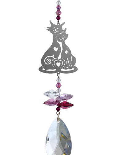 Crystal Fantasy Verliefde katten - Deep Rose voor wholesale door Wild Things Gifts Ltd