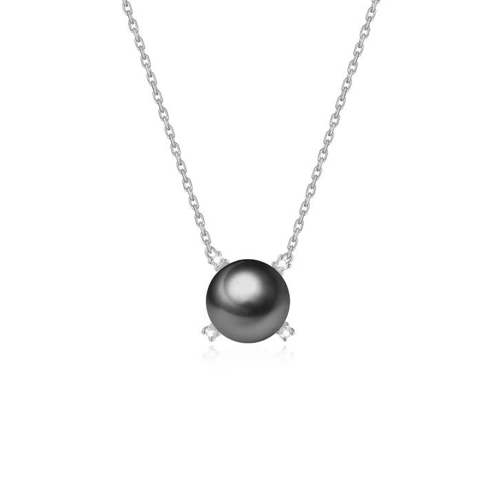 Timeless Pearl - Wholesale Pendant/Charm Necklace - G18k Quadrant Diamonds Pearl Necklace7