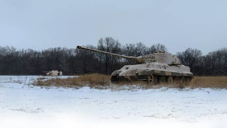 W.Britain Model Figures - Wholesale Decorative Tabletop Object - 51048 -German Armor Abandoned, WWII Scenic Backdrop 31"x13"1