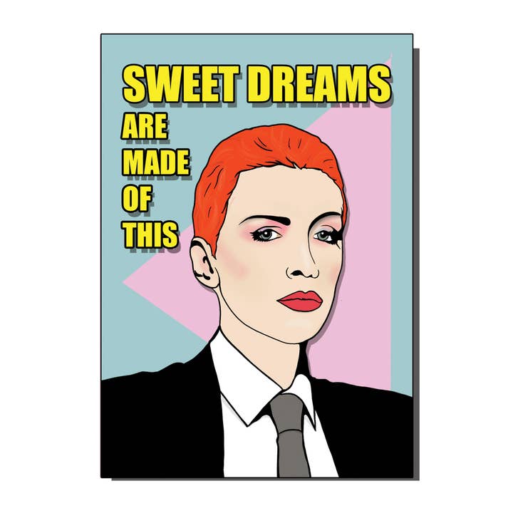 Sweet Dreams The Eurythmics 1980s Inspired Greetings Card for wholesale by Bite Your Granny