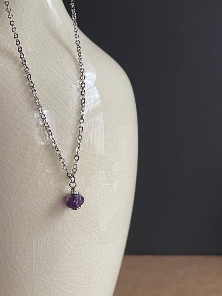 Ametysthalskæde / Ædelstenshalskæde / Håndlavet for engroshandel hos Wendy Wise Designs