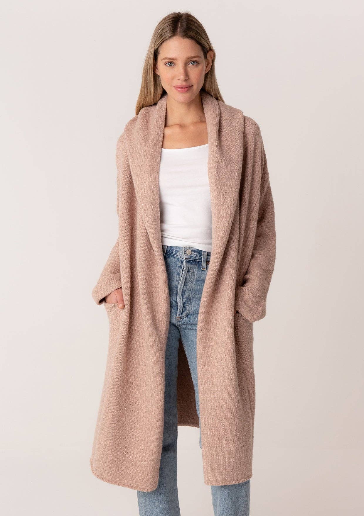 Lovestitch - Vente Cardigan – femme - Cardigan à capuche douillet surdimensionné à deux poches22