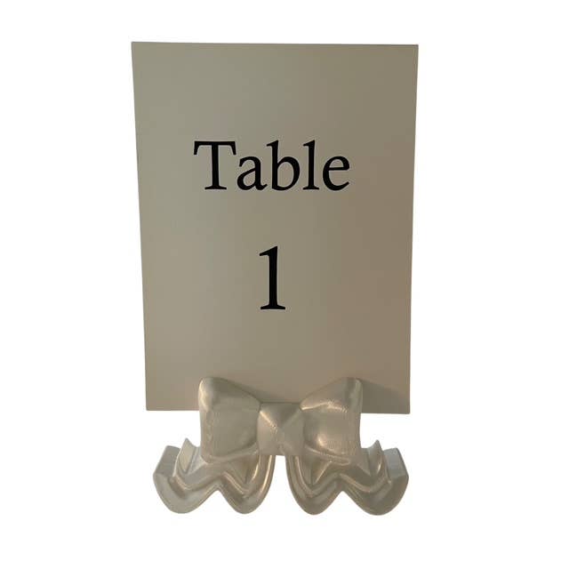 Tarjeteros de Mesa con Lazo | Blanco Satén | Juego de 12 para venta al por mayor de Table Talk Decor