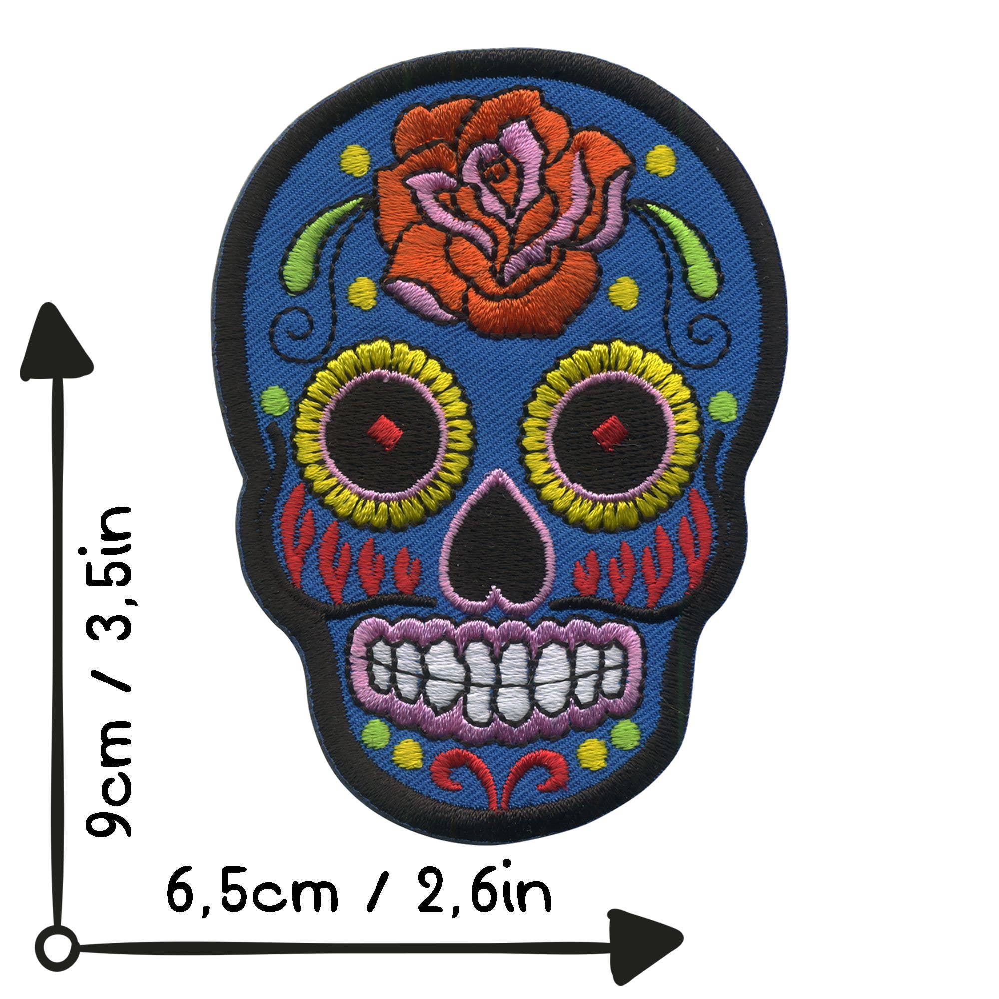 Tribal Trade GmbH - Wholesale Patch - Mexico skull patch with rose blue-orange patch4