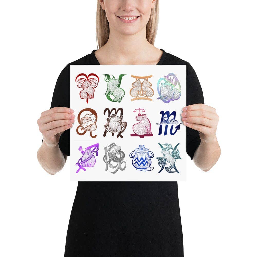 JoyousJoyfulJoyness - Wholesale Art Print - All the Capybara Zodiac Signs Print [Unfoiled]5