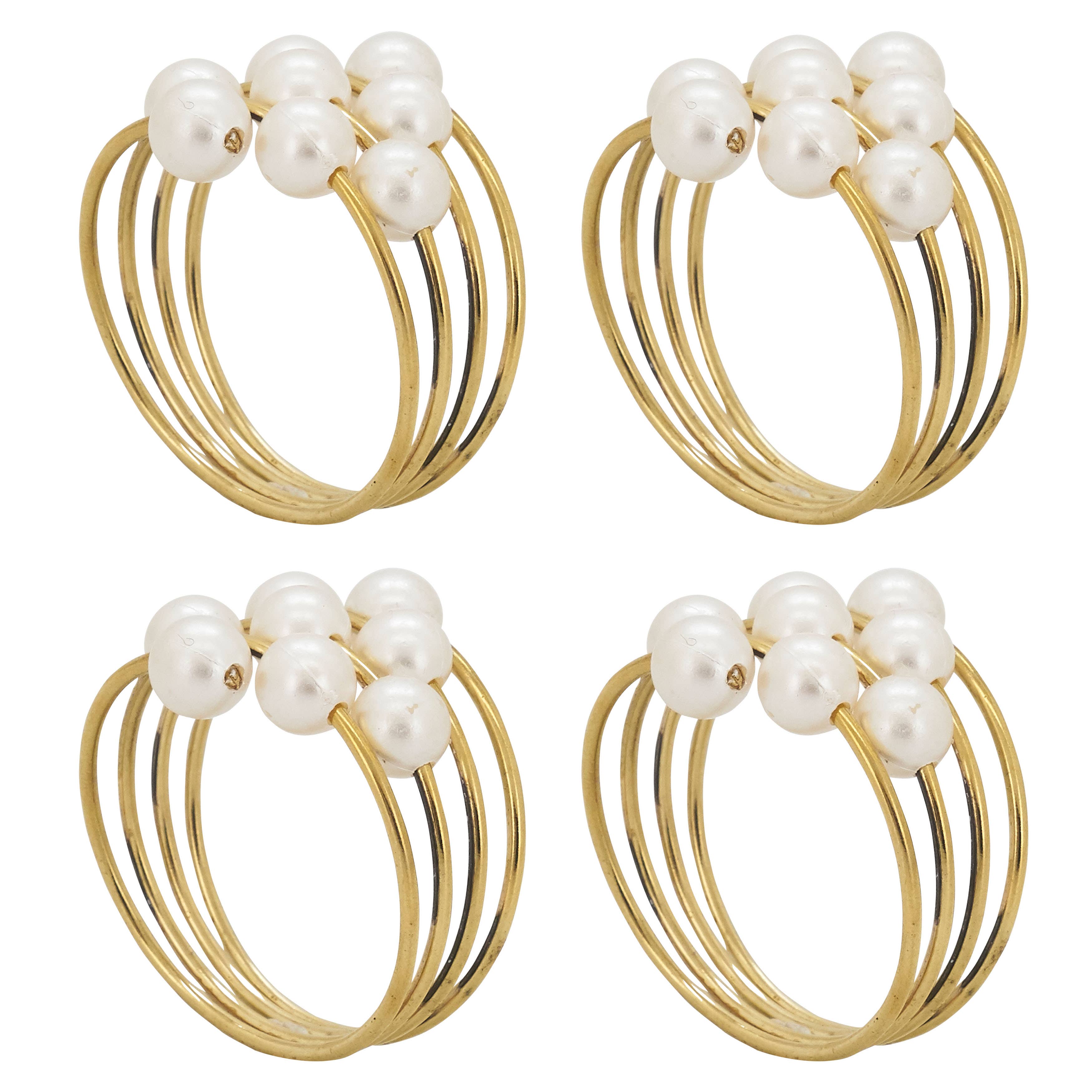 Gold Pearl Napkin Ring - Multiple Rings Design for wholesale on Faire2