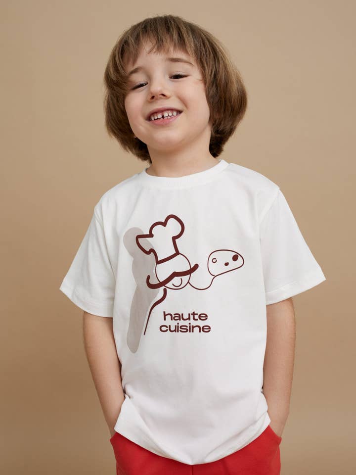 ØKOLOGISK BOMULDS PIZZA BAGER T-SHIRT for engroshandel hos OXOX CLUB