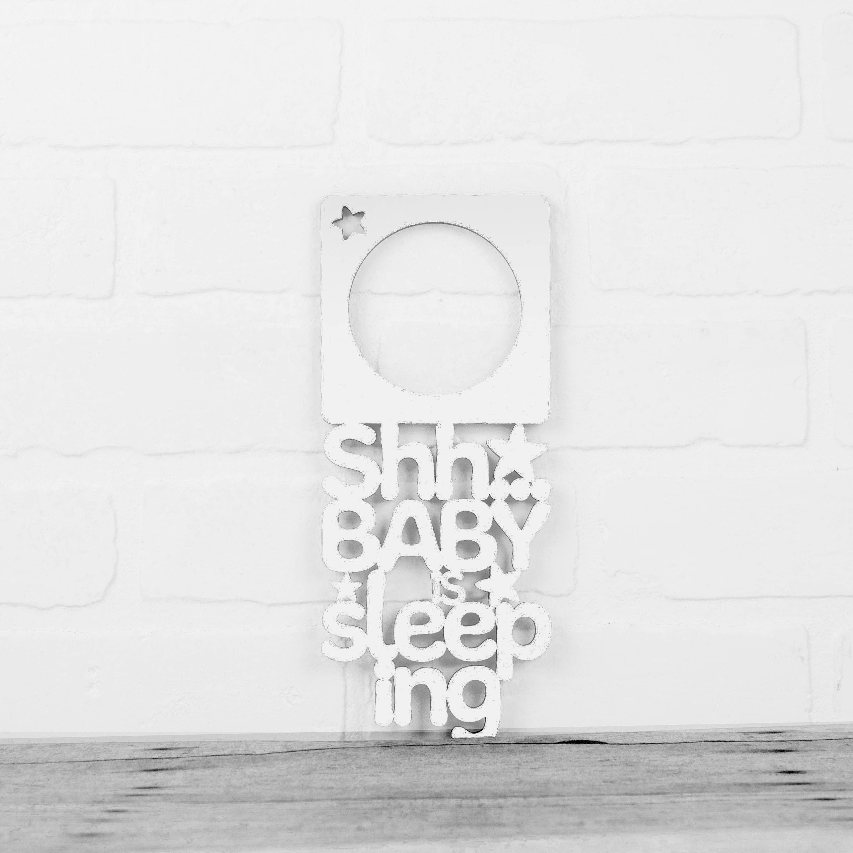 Spunky Fluff - Wholesale Wall Decor - Kids & Baby - Shhh... The Baby Is Sleeping Wood Nursery Door Hanger Sign9