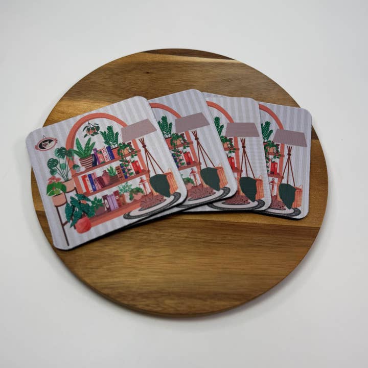 Cozy Bookshelf Coaster for wholesale by Mud & Honey