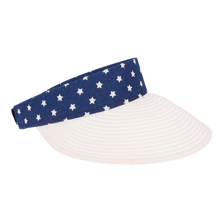 SP Sophia Collection - Wholesale Visor - Women's - American Flag Patriotic Straw Sun Visor