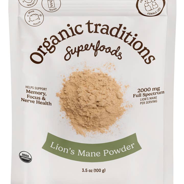 Organic Traditions Lion's Mane Powder 16oz for wholesale by Organic Traditions