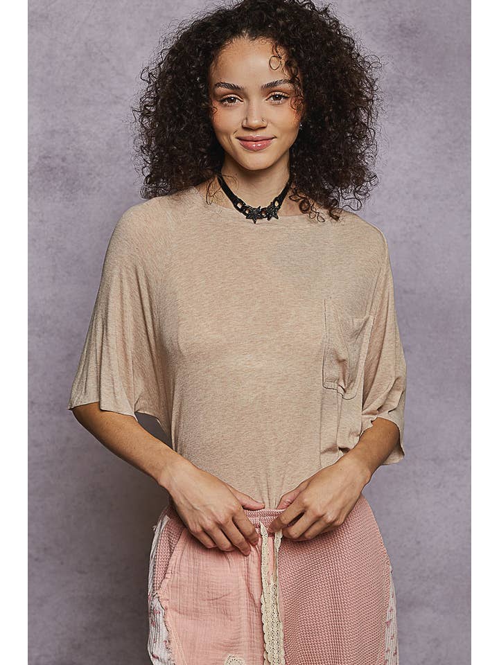 Pol Clothing - Wholesale Knit top – Women's - Vintage Washed Relaxed Fit Jersey Top Everyday Tee SALE21