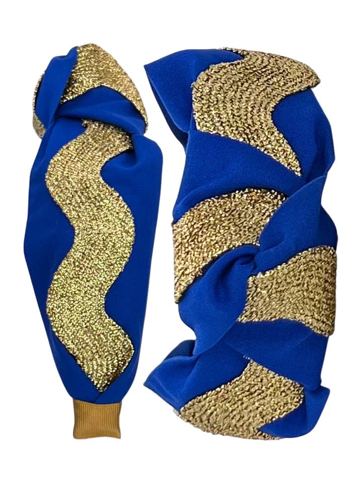 Gold Ric Rac on Royal Blue for wholesale by Pretty Happies