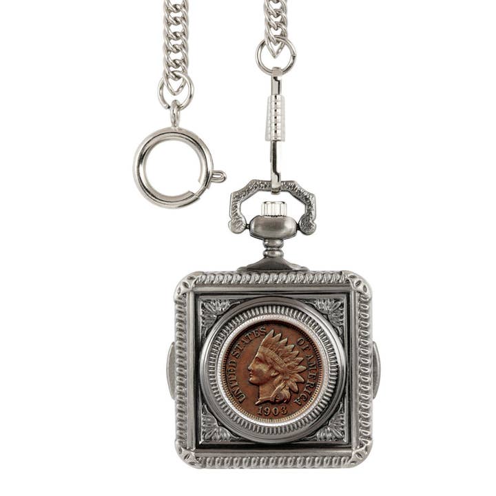 Indian Penny Coin Pocket Watch for wholesale by American Coin Treasures