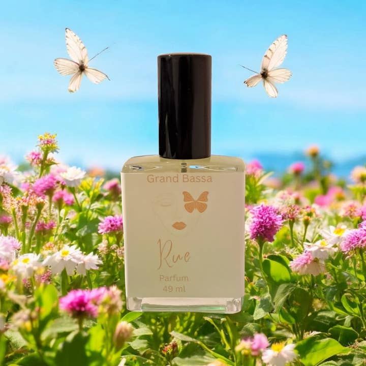 Rue - Honey, labdanum, Almond Perfume Spray for wholesale by Grand Bassa Candle Co.