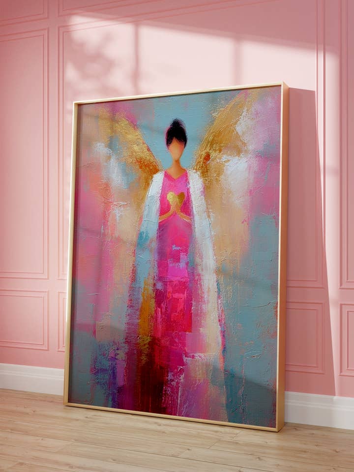 Modern ängelkonst på duk – Stilfull väggbild för wholesale av Seelenzauberstudio