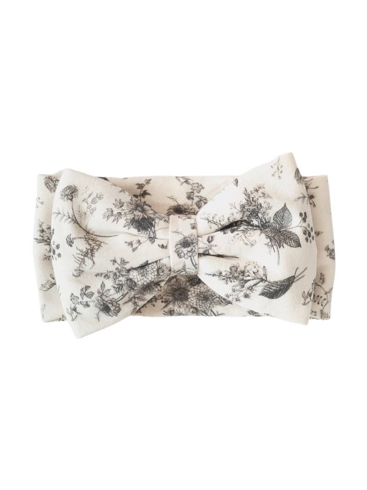 Oversized strik biologisch katoenen babyhoofdband - vintage bloemen voor wholesale door Karibou Kids