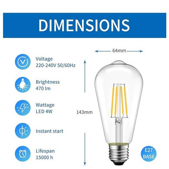 McGowan & Rutherford Ltd - Wholesale Light bulb/puck - Retro Style LED ST64 6w Bulb (E27 large Edison screw)2