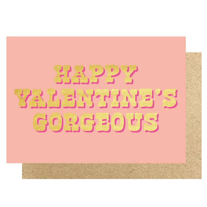 Happy Valentine's Gorgeous peach card for wholesale by Lucky Ink