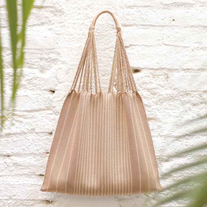 LUZ Collection - Wholesale Tote Bag - Women's - Las Rayas Tote, Hand Woven in Chiapas - Dune