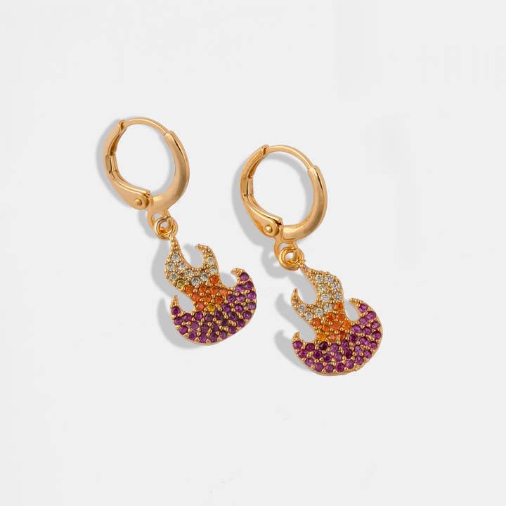 Aretes Flame Zicron -Pareja para venta al por mayor de MoneyFest Jewelry