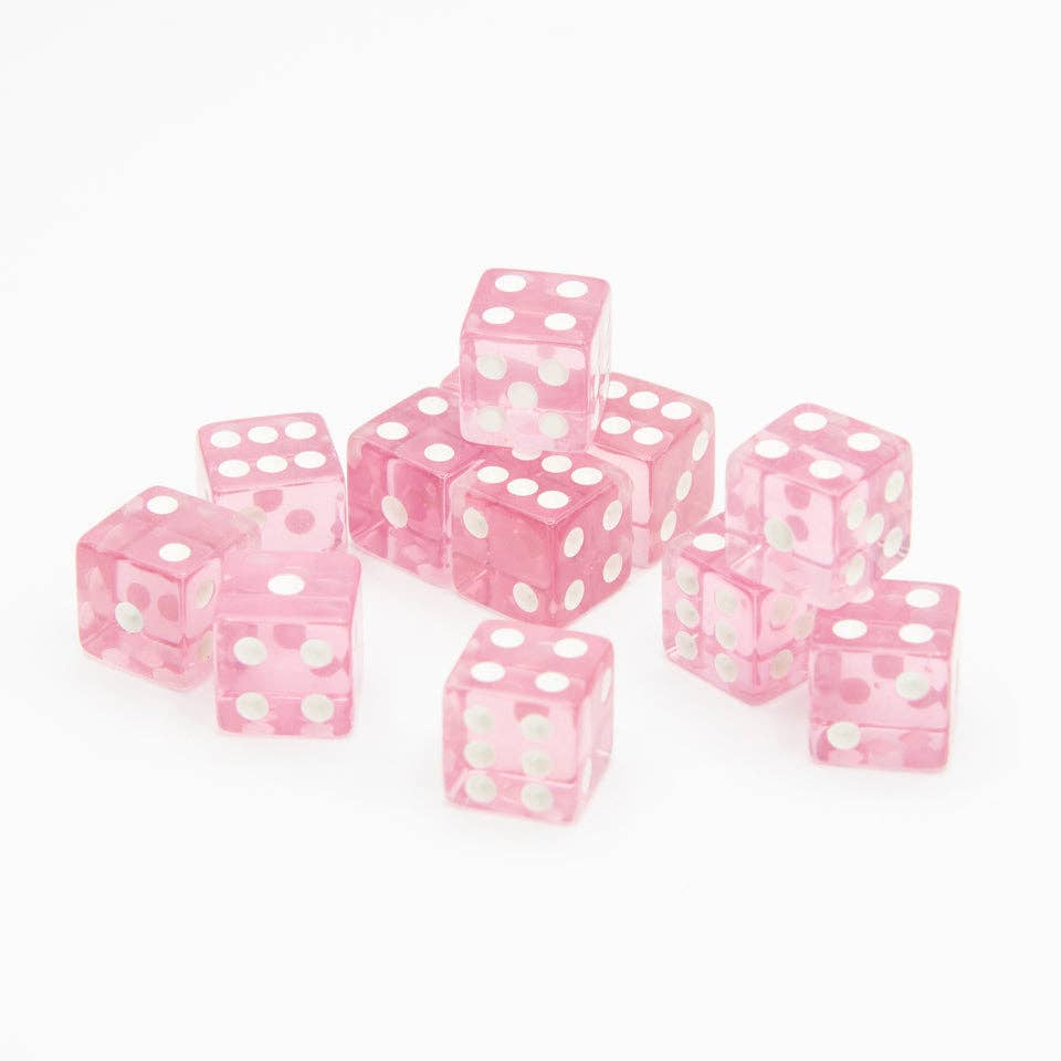 Tabletop Dominion Limited - Wholesale Dice - Transparent D6 Dice | Pink | Square Edge | RPG | 12 Pack2