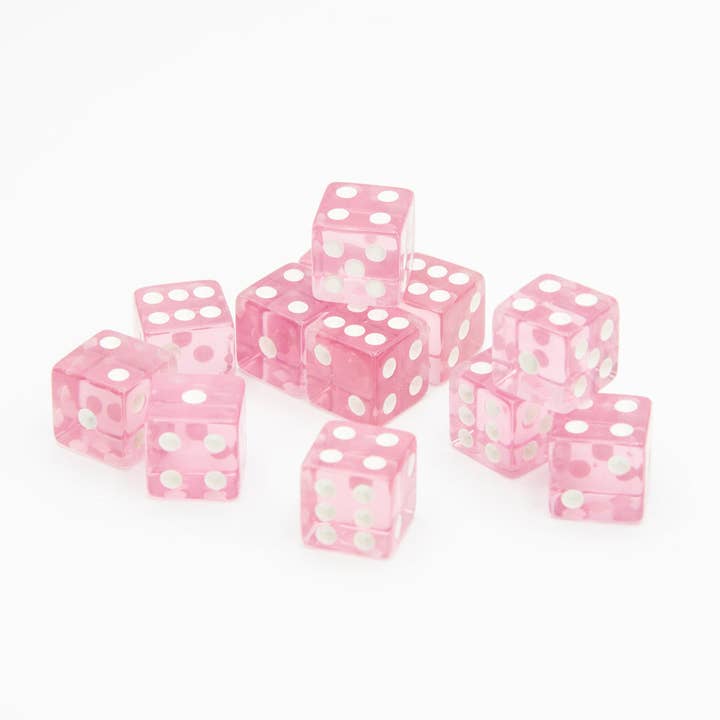 Tabletop Dominion Limited - Wholesale Dice - Transparent D6 Dice | Pink | Square Edge | RPG | 12 Pack2