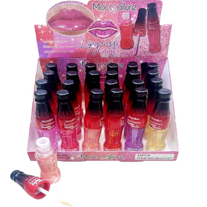 Diacly - Wholesale Lip Gloss - 24pk Glitter Soda Bottle Lip gloss