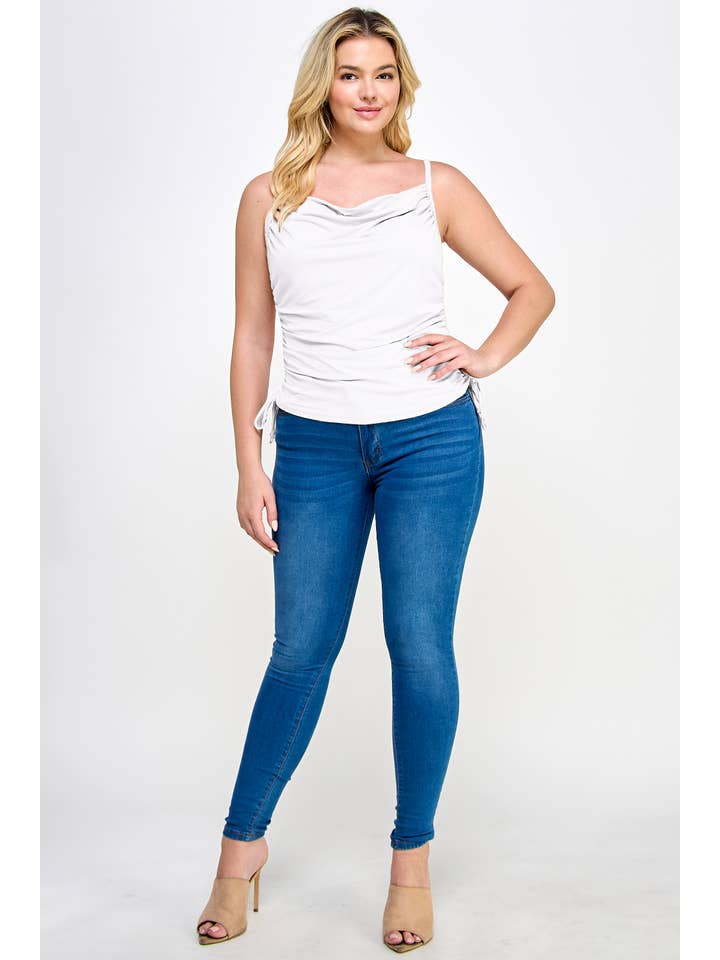 Haute Fox Plus Size & Contemporary - Wholesale Camisole - Women's - Plus Size Cami Ruched Cowl Neck Top WG17807