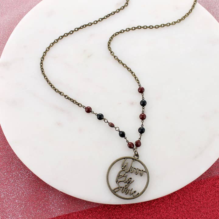 34” Arkansas Vintage Style Cutout Slogan Necklace for wholesale by Seasons Jewelry