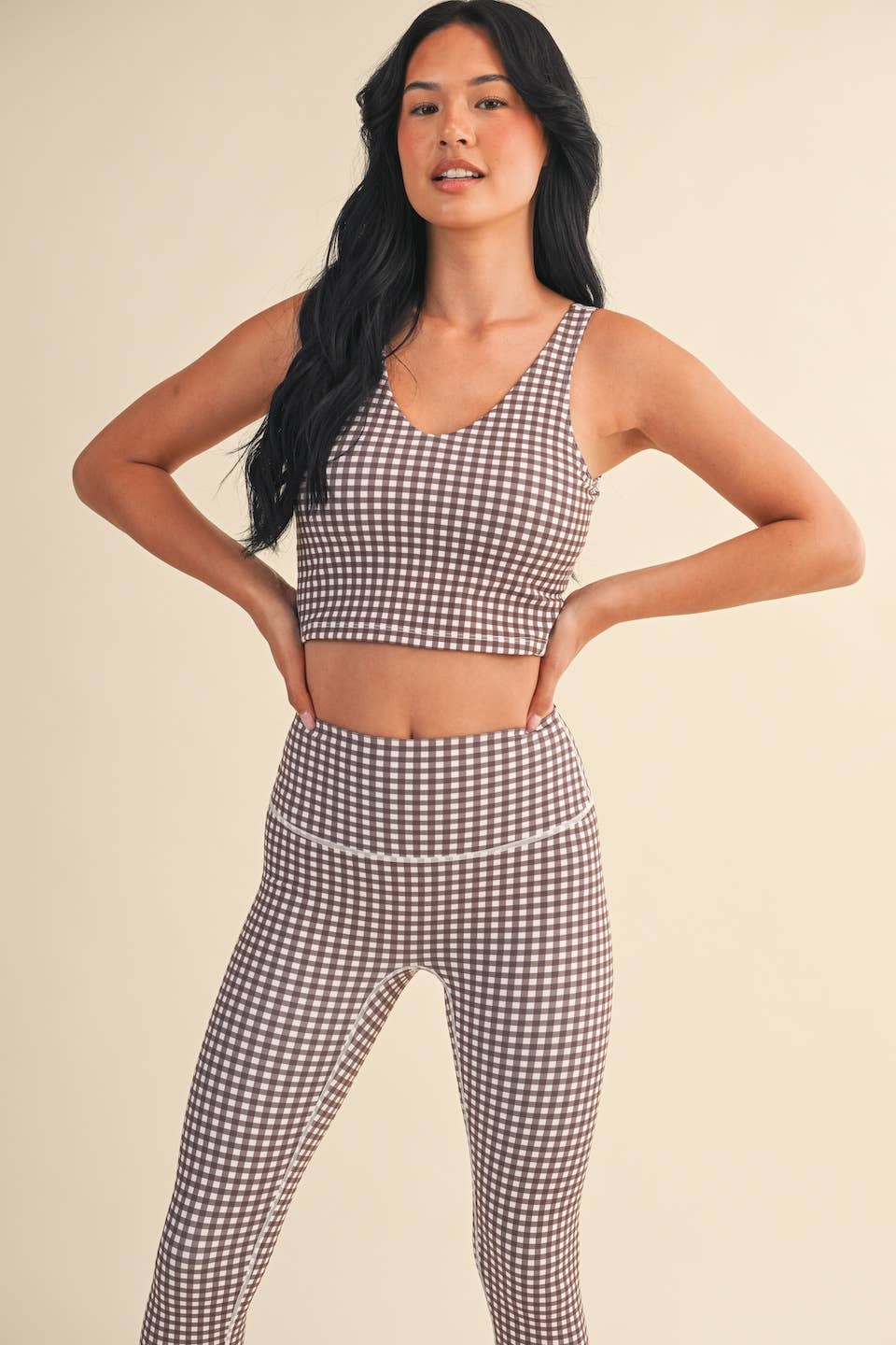 KIMBERLY C - Wholesale Sports Bra - Women's - Gingham Print Aligned Performance Cropped Tank Top29