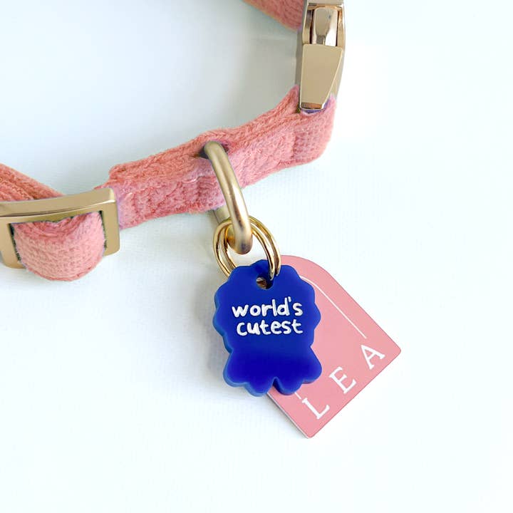 's Werelds Schattigste Blauwe Lint Huisdier Halsband Bedel voor wholesale door Silly Goose Pets