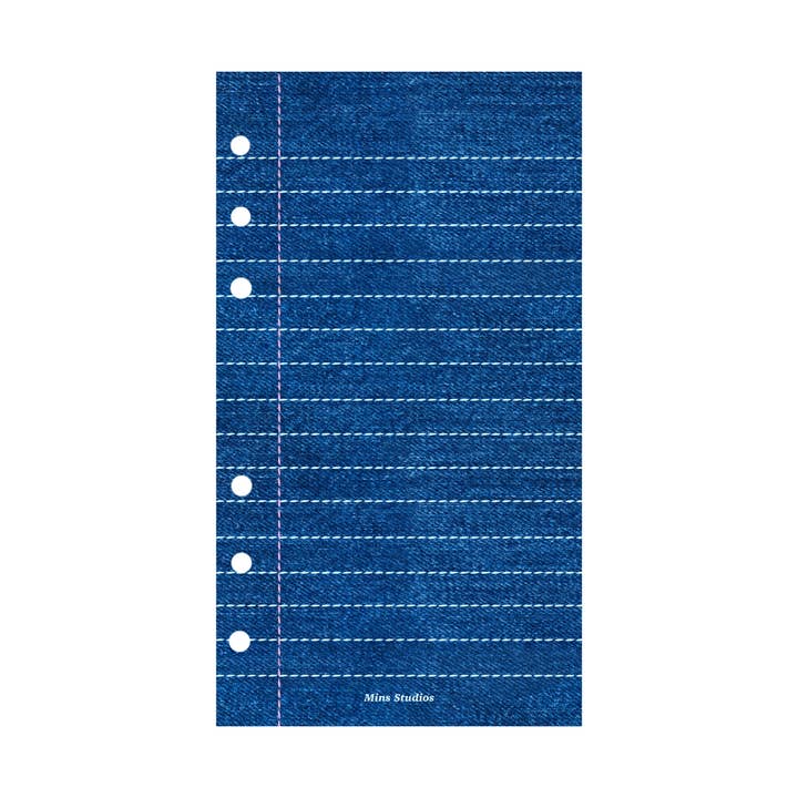 Recarga de fichário de notas escolares em ganga A6 por atacado de Mins Studios