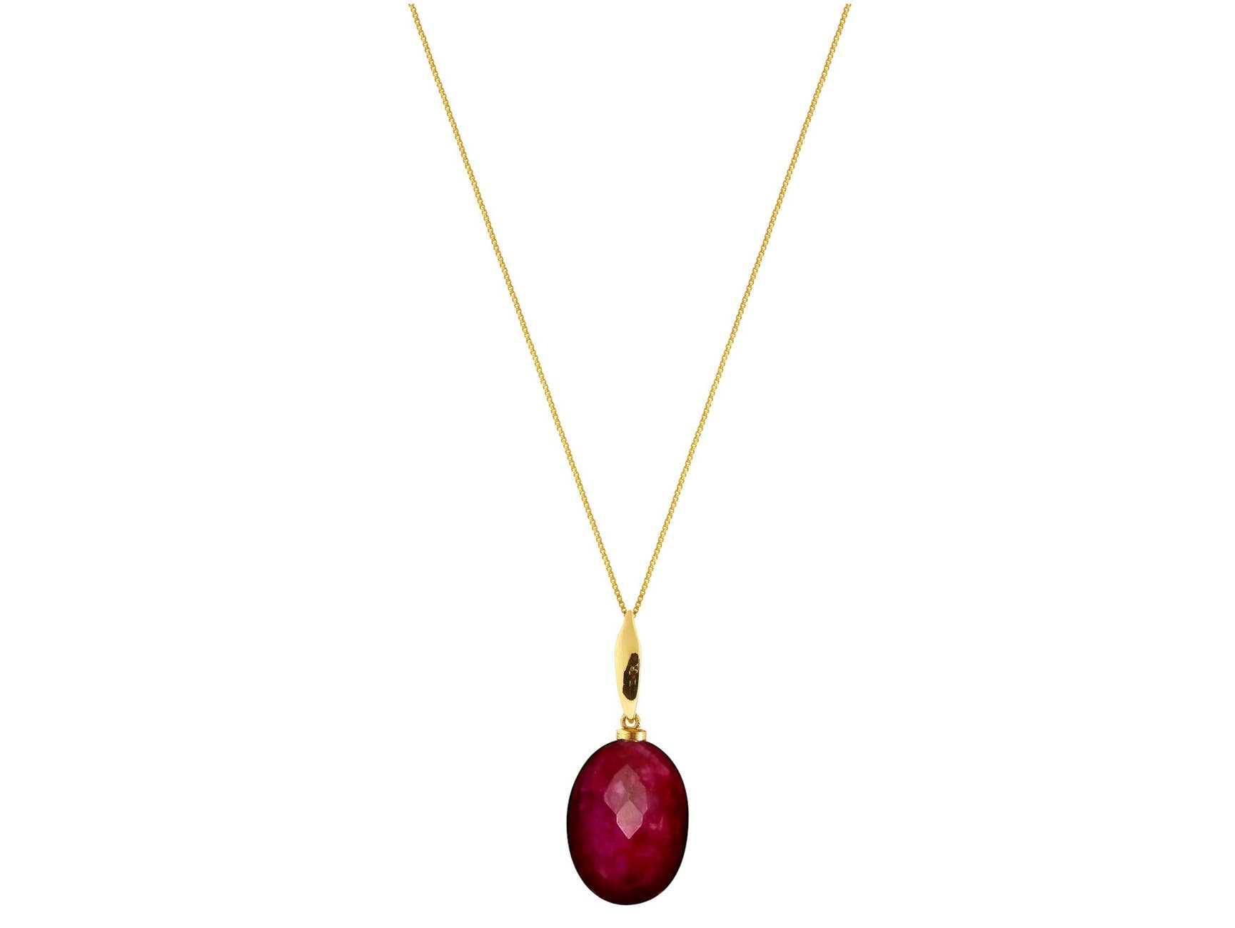 REMOVED BRAND - Wholesale Pendant/Charm Necklace - Gemshine Oval 3-D Red Ruby Gemstone Necklace4
