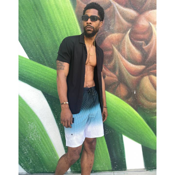 Rokka & Rolla - Wholesale Swim Shorts - Men's - Men's 9" Half Elastic Waist Board Swim Shorts Swimwear4