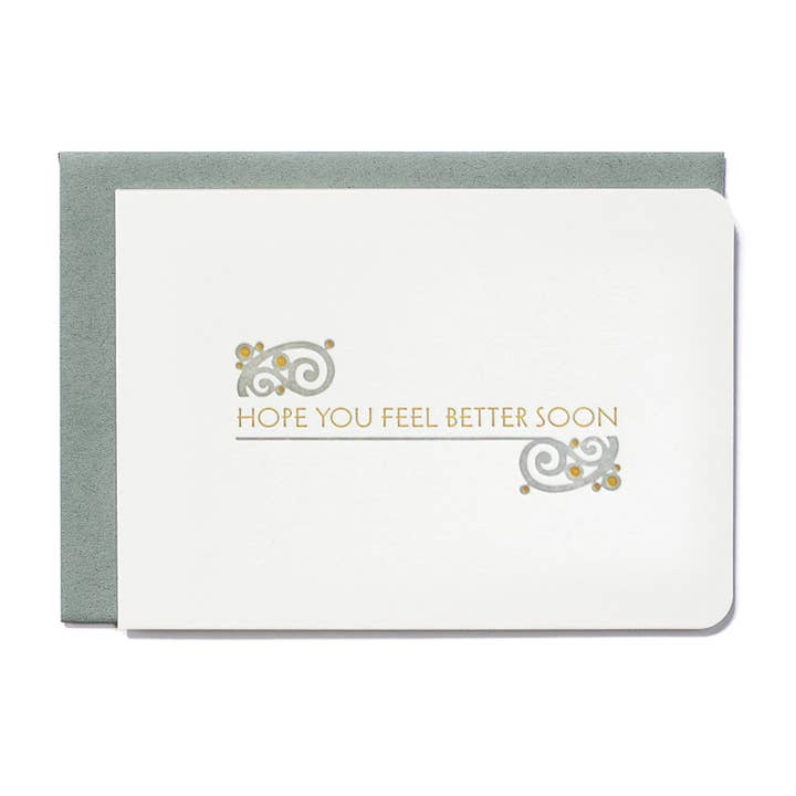 Hope You Feel Better Soon Letterpress Card for wholesale by OrangeBeautiful