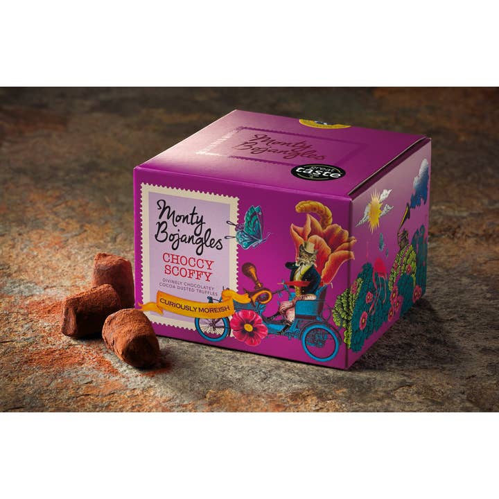 Monty Bojangles – wholesale Chocolate-covered sweets – Monty Bojangles Choccy Scoffy Cocoa Dusted Truffles 150g2