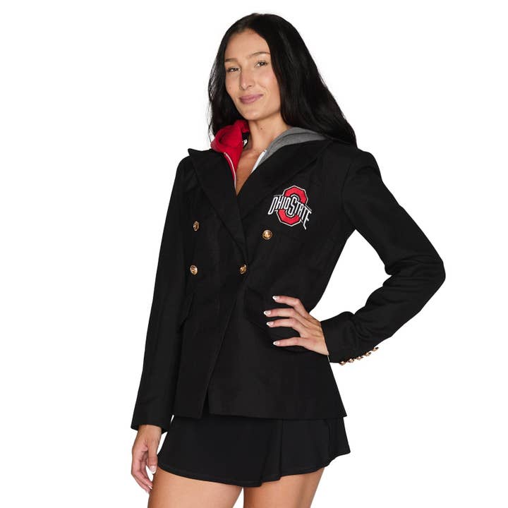 Ohio State OSU Buckeyes Hooded Blazer Jacket for wholesale by Lojo Collegiate Apparel