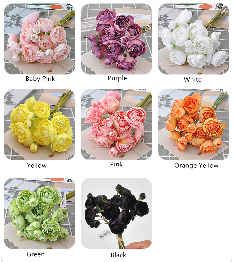 Sweet Home Deco - Vente Fleurs artificielles - Bouquet de renoncules bébé en soie 25 cm, 6 tiges/24 fleurs21