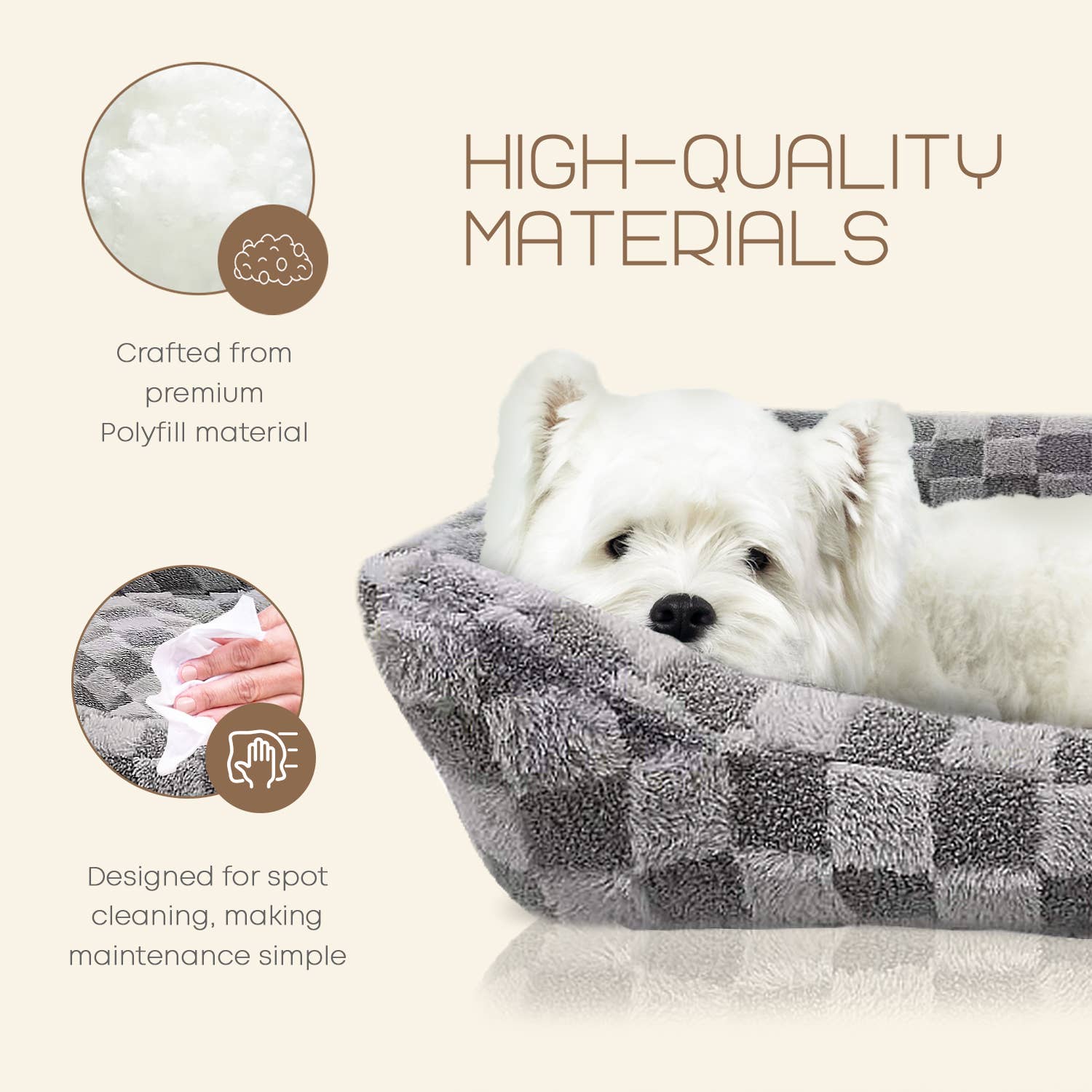 Precious Tails - Wholesale Pet Bed - Cat/Dog - Reserve Checkered Cuddler, Ultra-Soft & Elegant Bed For Pets3