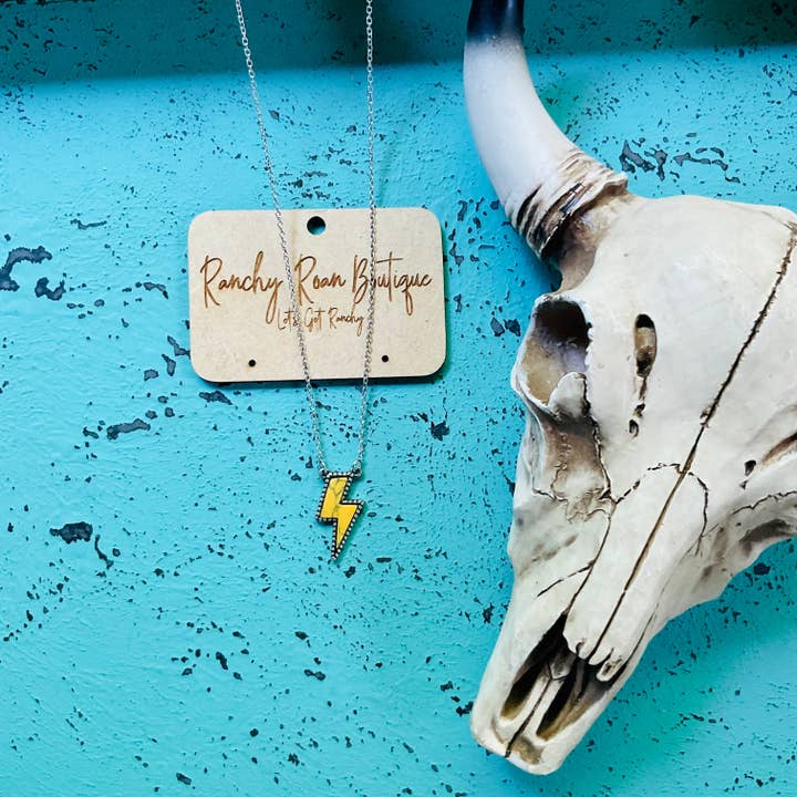 Thunder Bolt Pendant Yellow Turquoise Necklace for wholesale by Ranchy Roan Boutique
