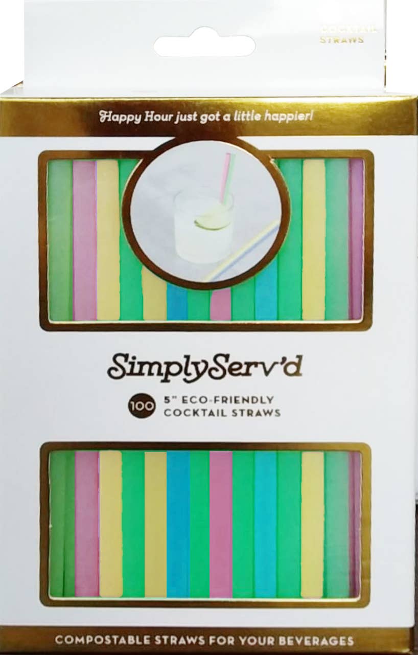 Sophistiplate - Wholesale Drinking straw - 5” Cocktail Straw Assorted Compostable PLA/100pk
