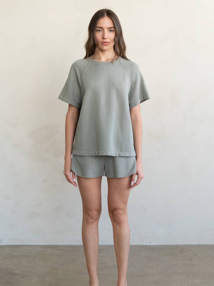 SHORT SLEEVE CREW KNIT TOP for wholesale by ELLE GREY