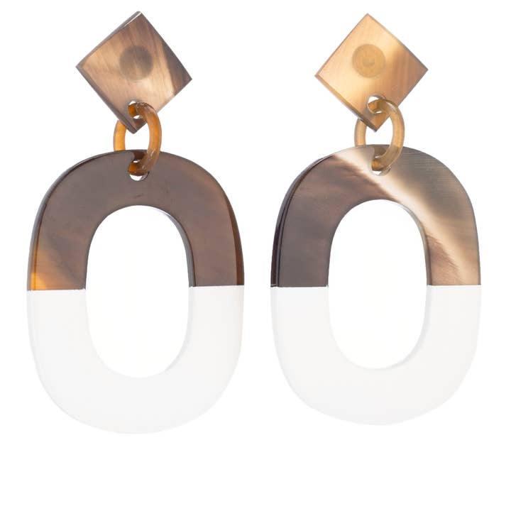 Buffalo Horn Earrings - White Lacquer for wholesale by VIVO