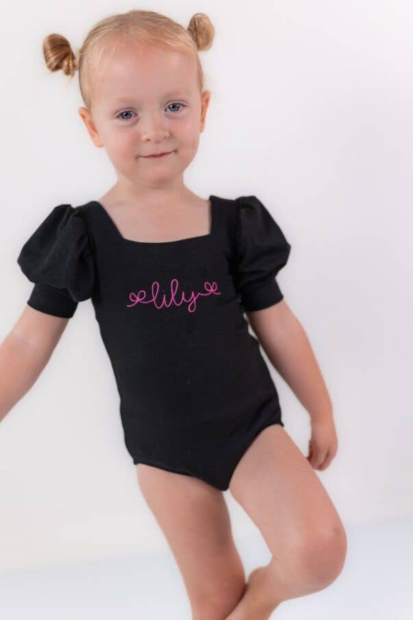Cheeky Plum - Wholesale Leotard - Kids - Puff Sleeve Leotard - Black Magic9
