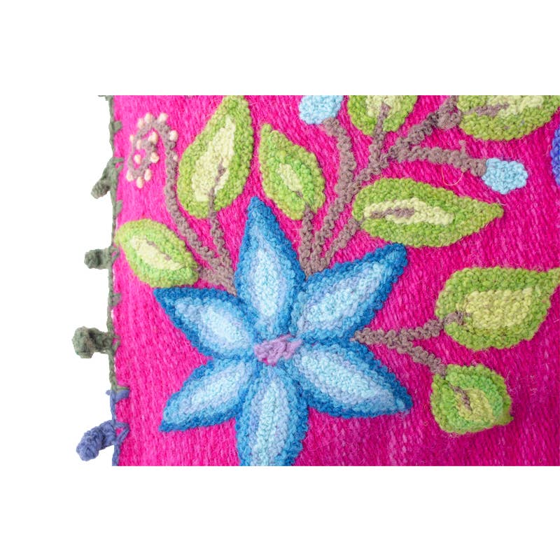 Galiatea - Wholesale Throw/Decorative Pillow - Pink Alpaca Fiber Pillow with Blue Flowers4