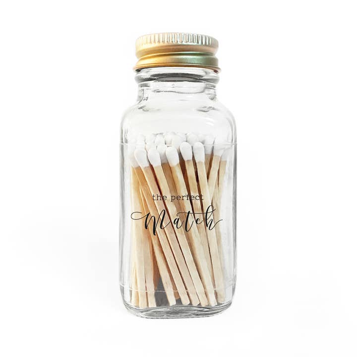 The Perfect Match 2" White Match Jar | Wedding Match Holder for wholesale by Studio Portmanteau