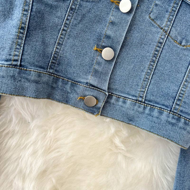 BLUE Cropped Denim Jacket and High-Rise Shorts Set for wholesale on Faire11