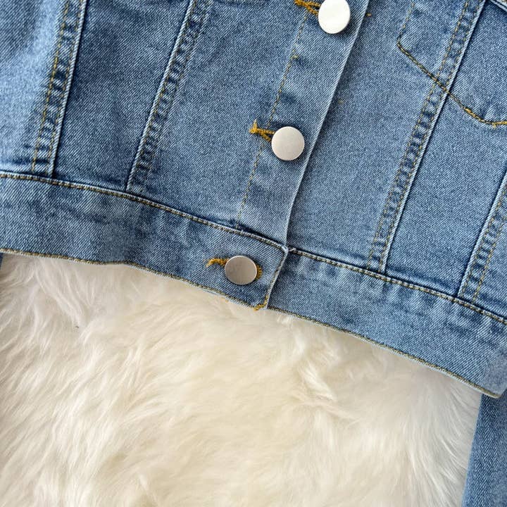 BLUE Cropped Denim Jacket and High-Rise Shorts Set for wholesale on Faire11