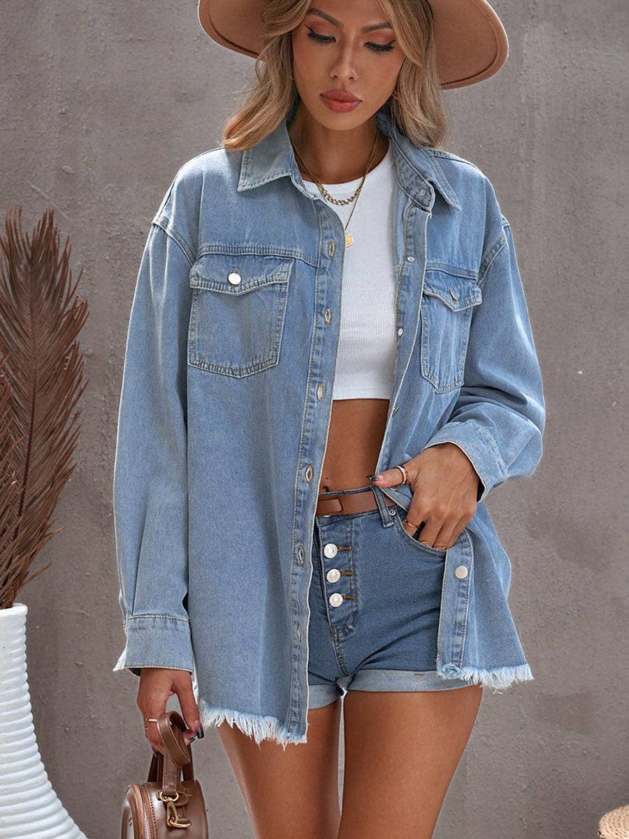 Miss Sparkling - Wholesale Denim Jacket - Women's - Denim button down jacket4